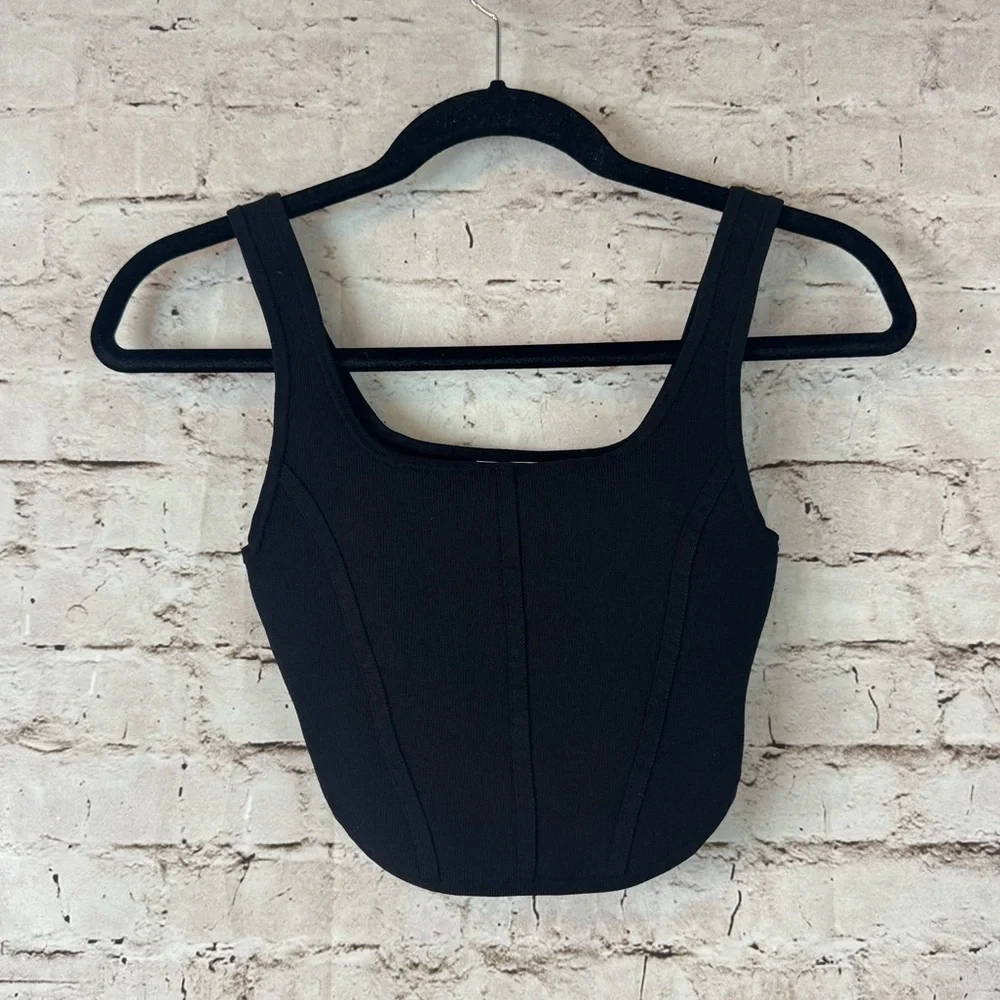 Babaton Ariztia Black Women's Small Bustier Tank Top Crop Nylon Elastane S Sm - Picture 6 of 10